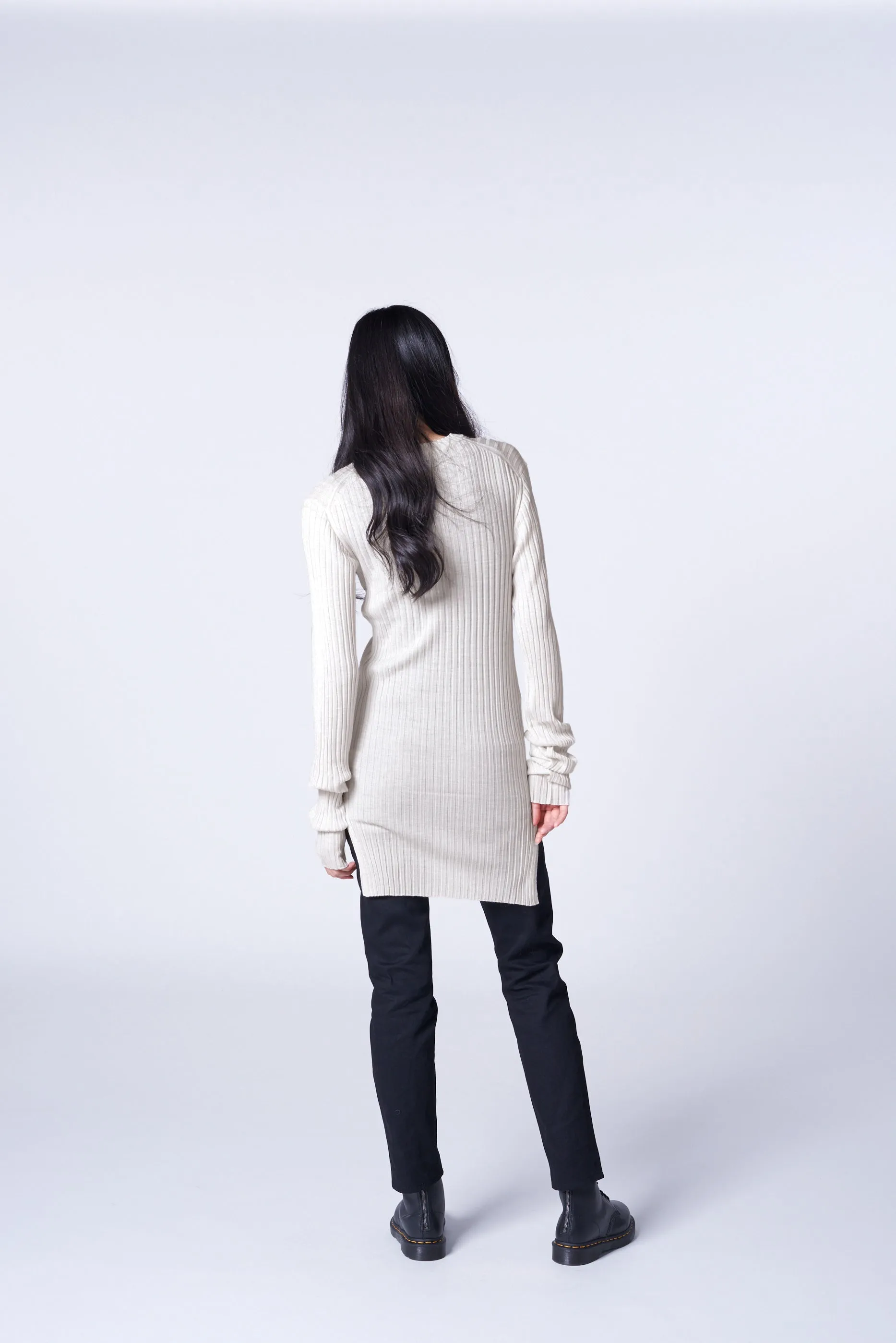 WOOL CREW NECK RIB KNIT