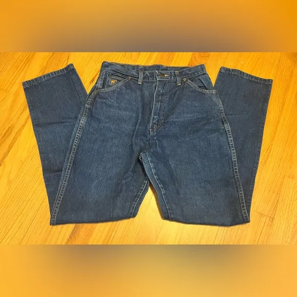 Wrangler Vintage 80s Dark Denim Horse Embroidery Jeans Junior Fit ‎ E36
