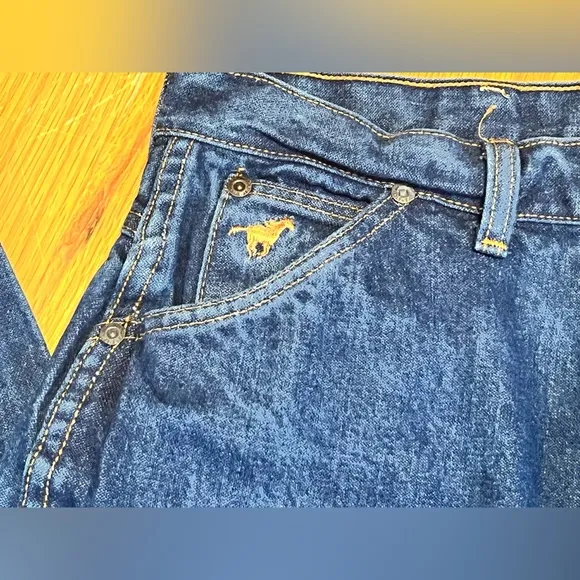 Wrangler Vintage 80s Dark Denim Horse Embroidery Jeans Junior Fit ‎ E36
