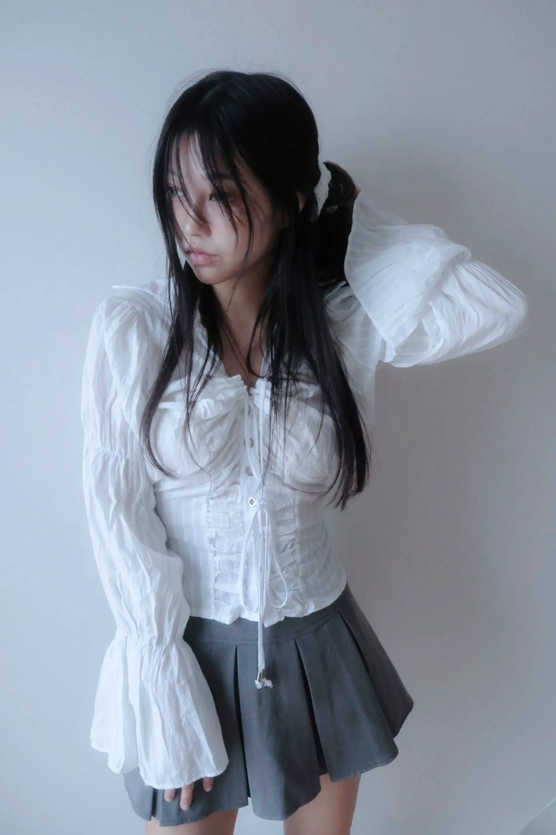 Y2K Ruched Button-Up Shirt