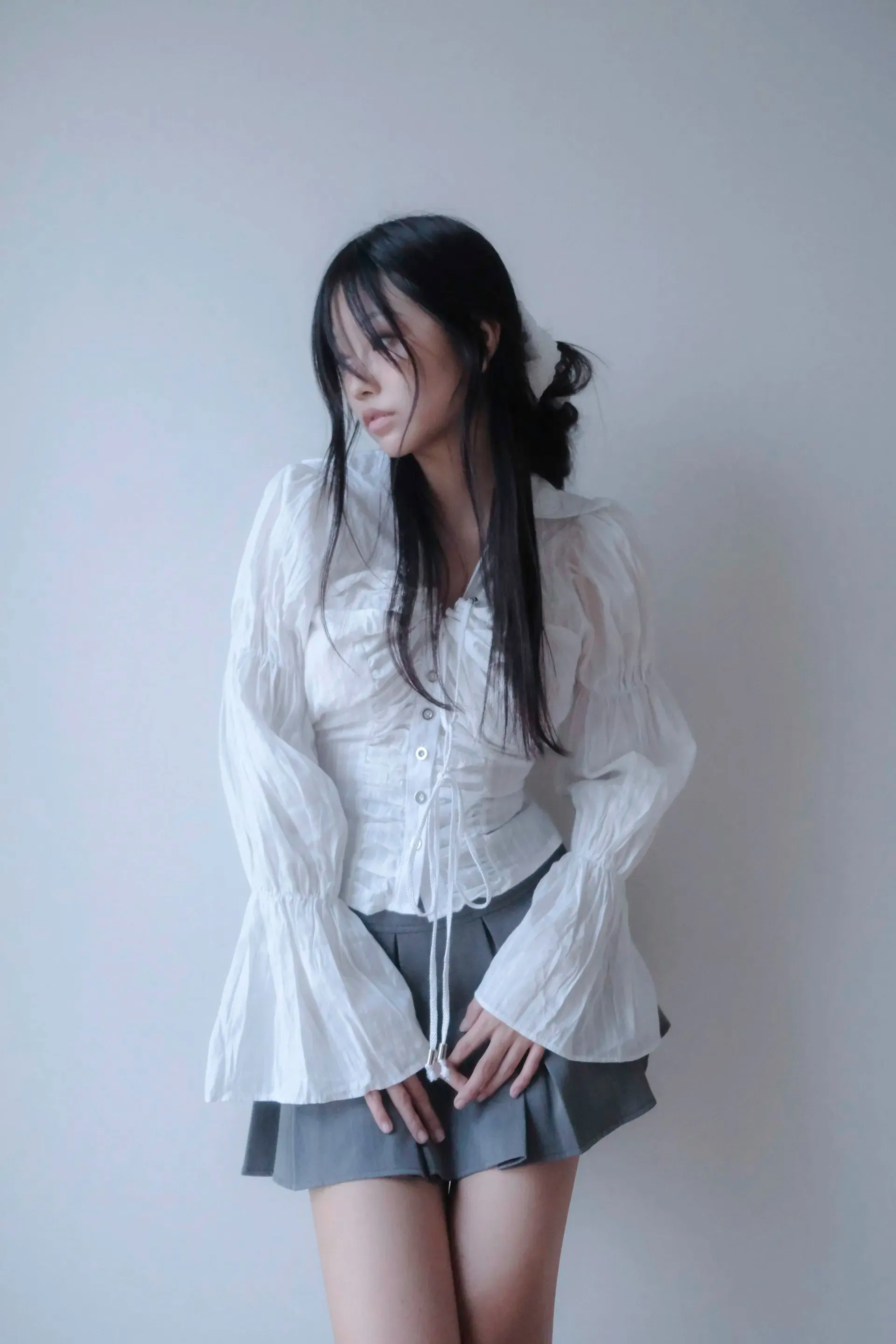 Y2K Ruched Button-Up Shirt