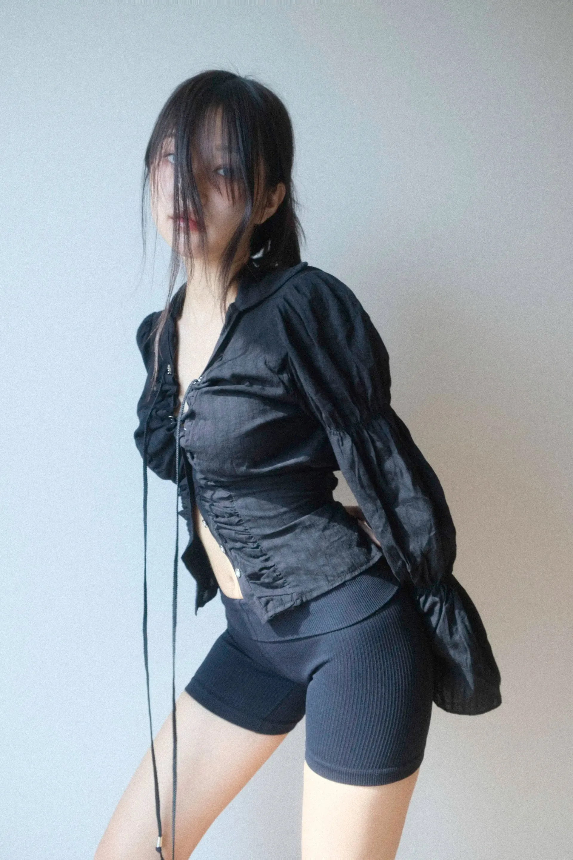 Y2K Ruched Button-Up Shirt