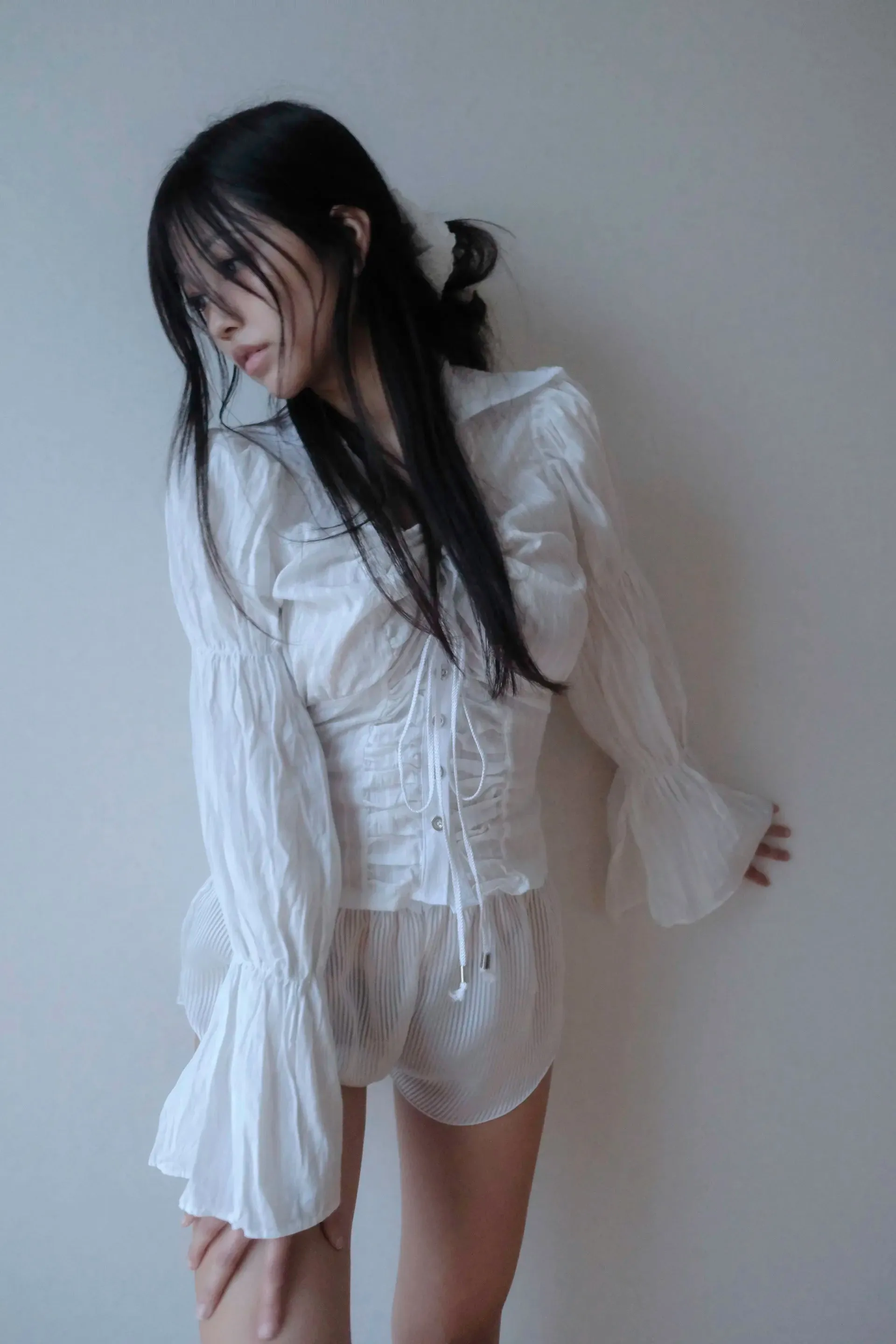 Y2K Ruched Button-Up Shirt