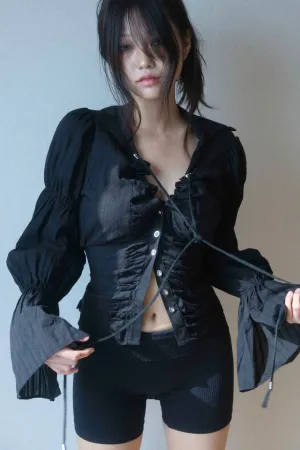 Y2K Ruched Button-Up Shirt