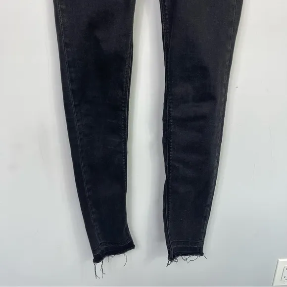 Zadig &amp; Voltaire Paris Eva Zip Jeans Raw Released Hem Slim Skinny Black 27