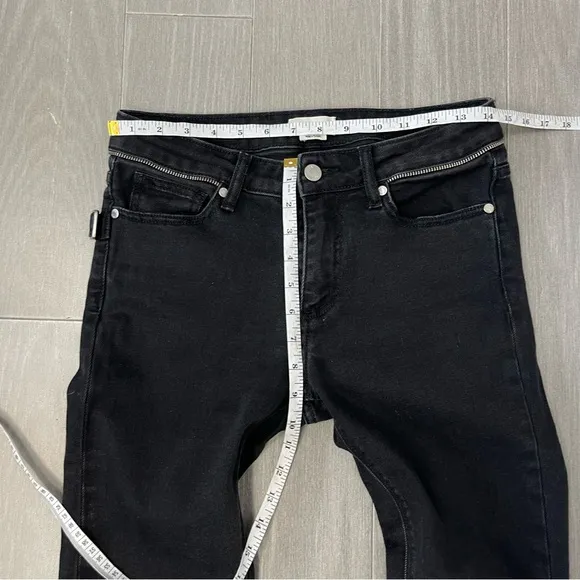Zadig &amp; Voltaire Paris Eva Zip Jeans Raw Released Hem Slim Skinny Black 27