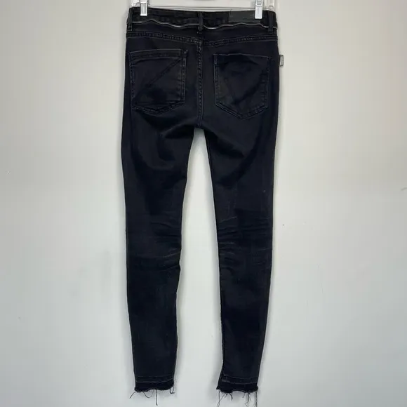 Zadig &amp; Voltaire Paris Eva Zip Jeans Raw Released Hem Slim Skinny Black 27