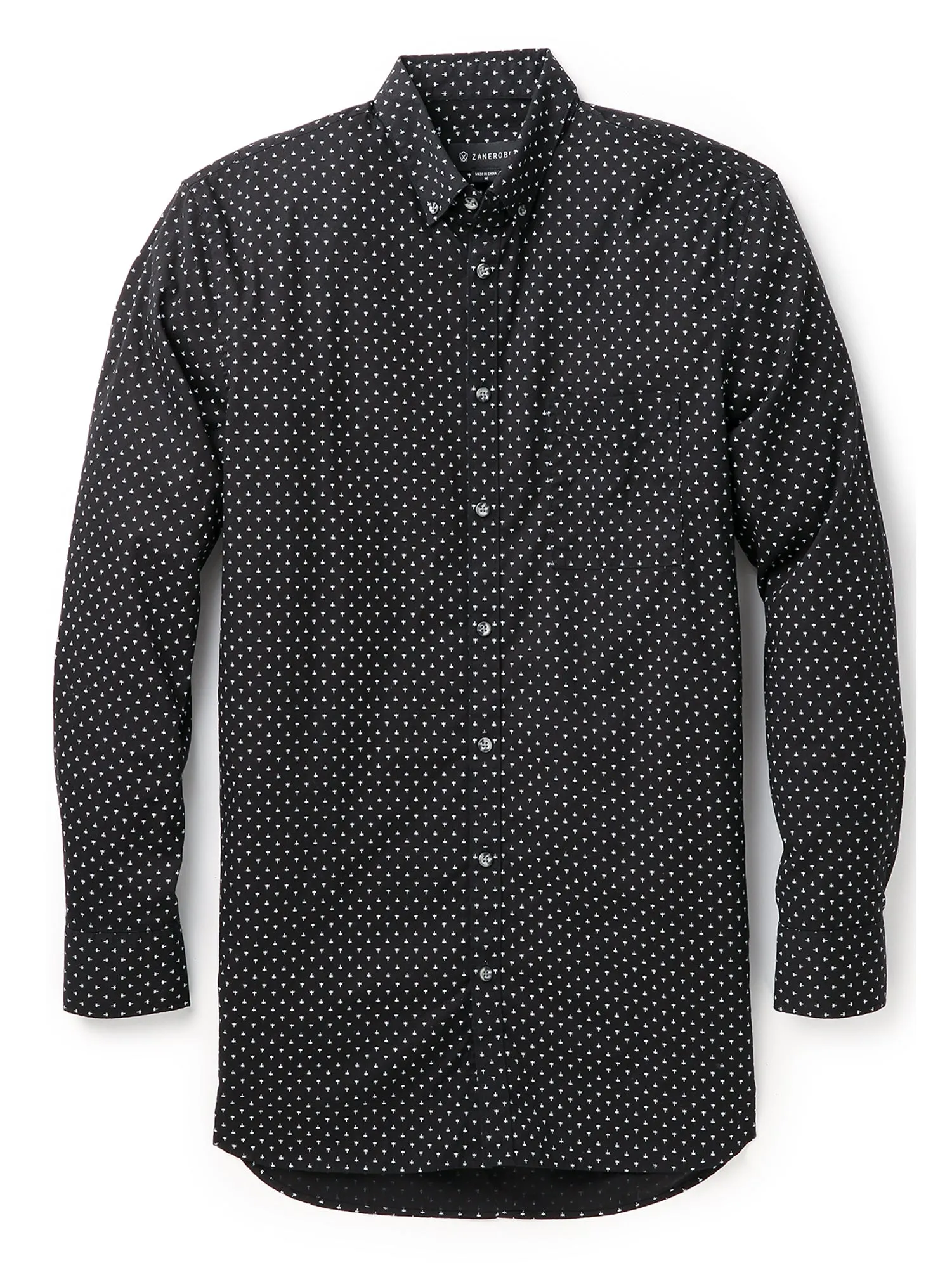 ZANEROBE Men's Black Fly Print Eight Foot Shirt $119 NWT