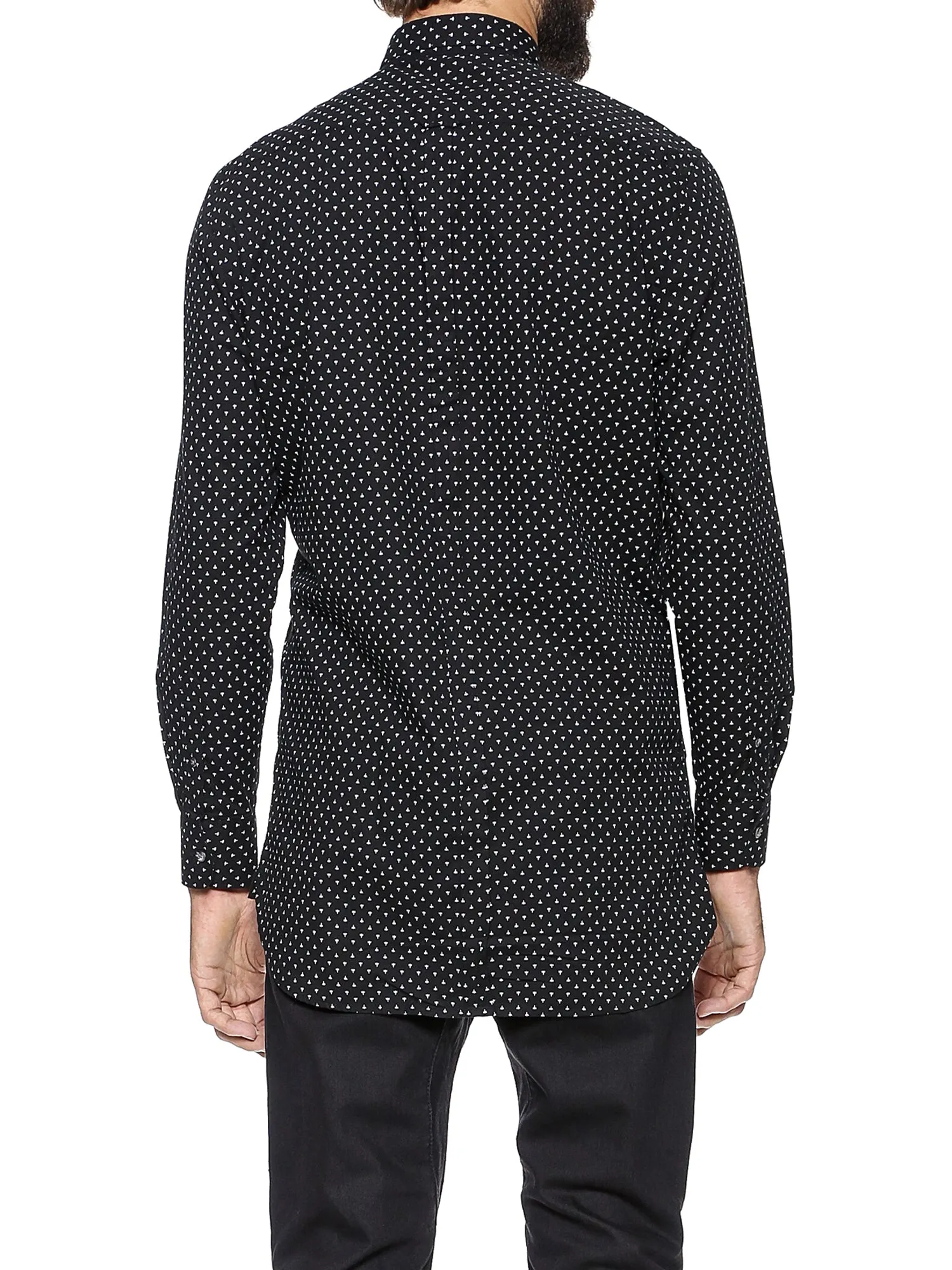 ZANEROBE Men's Black Fly Print Eight Foot Shirt $119 NWT