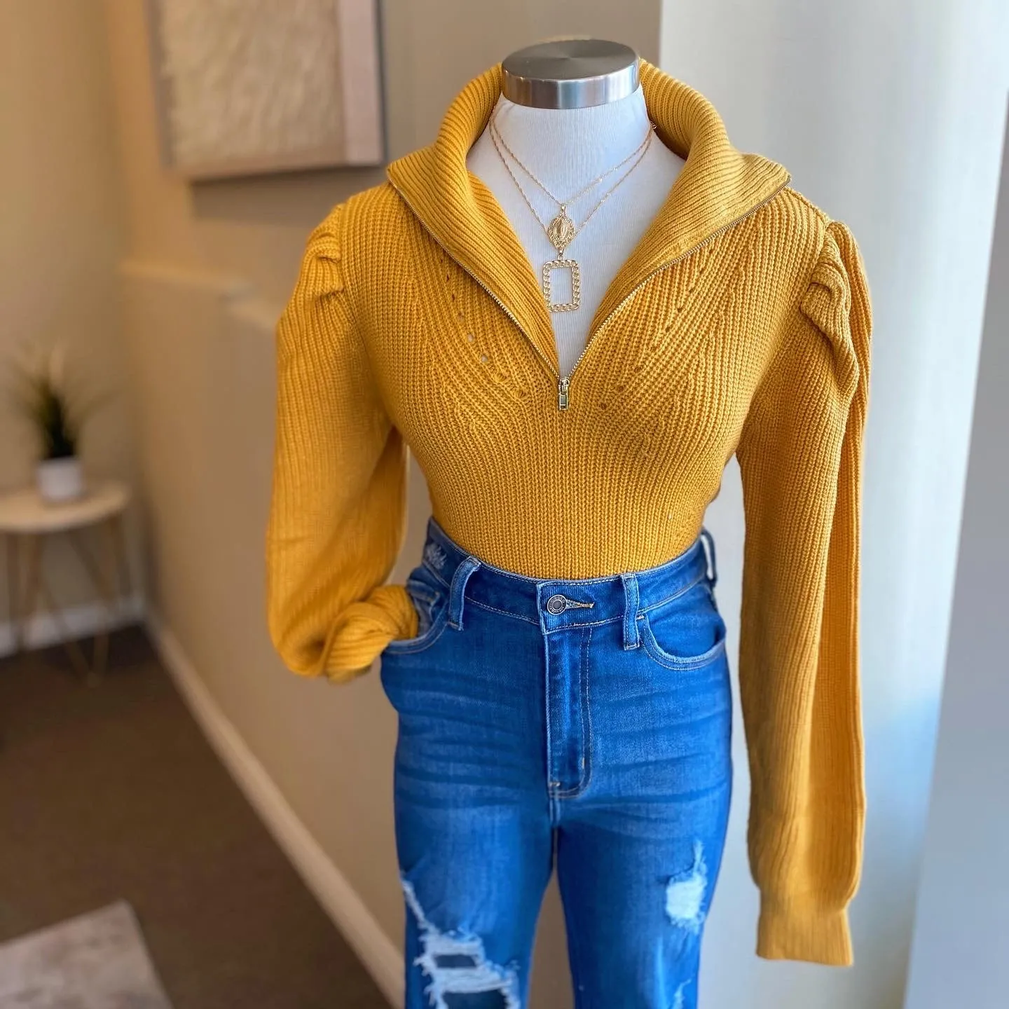 Zip UP Crop Sweater